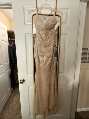 jjshouse gold sequin dress JJ's House V-Neck Short Sleeve A-line Sequin Midi Dress 2026